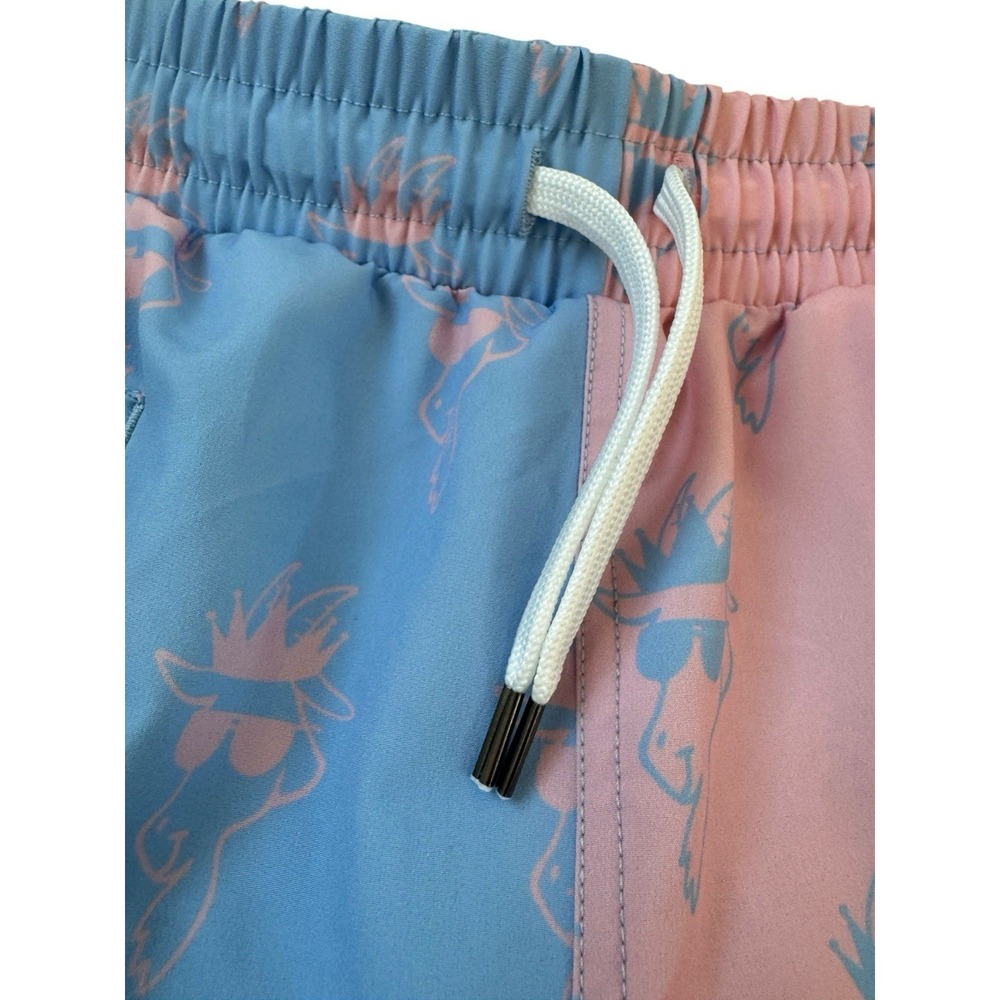 Goat USA Boy's Swim Shorts Blue Pink Cotton Candy Colorblock Swim Shorts Large - Picture 3 of 6